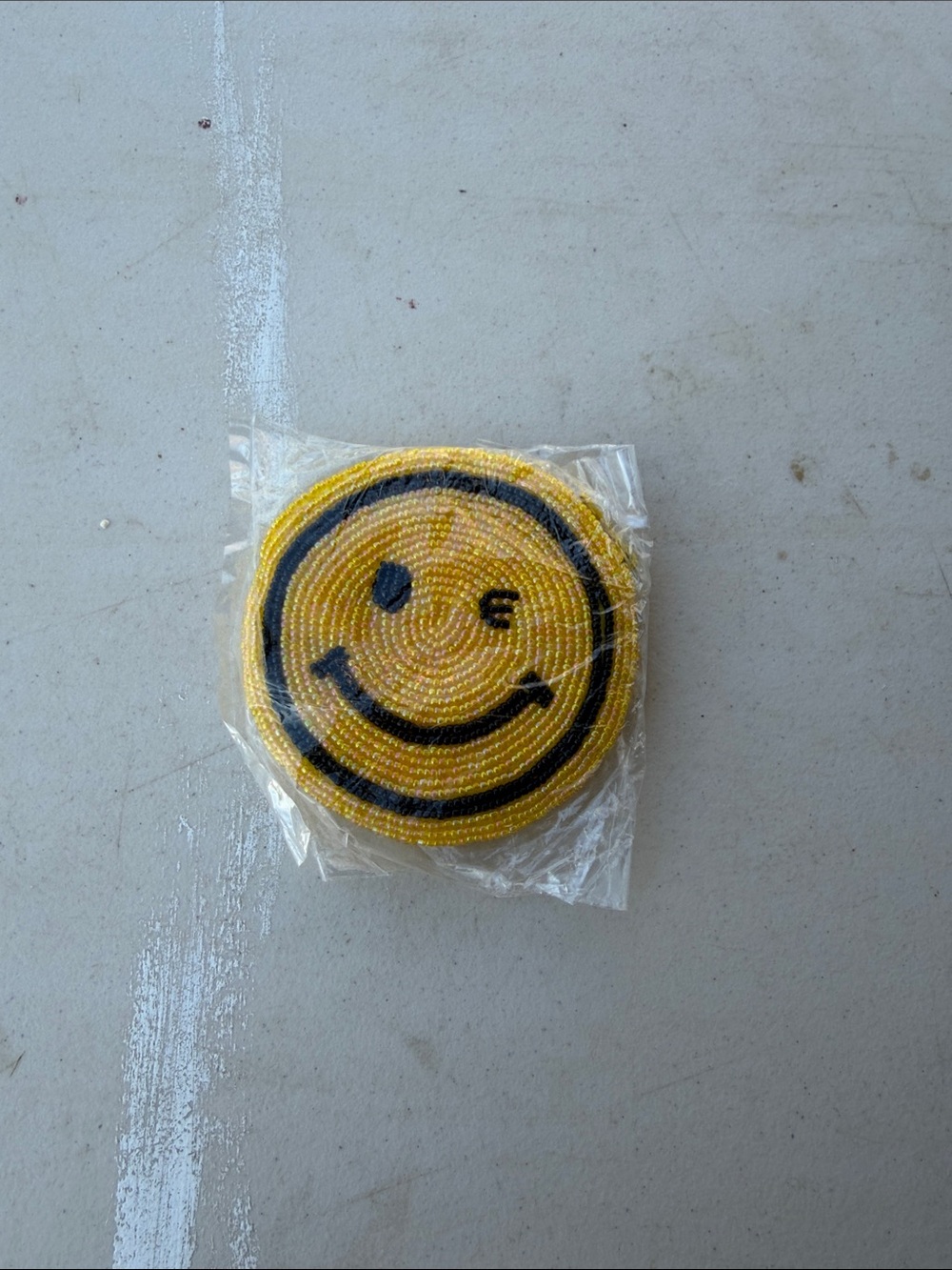 NWT Ermo Winking Happy Face Beaded  Coin Change Purse